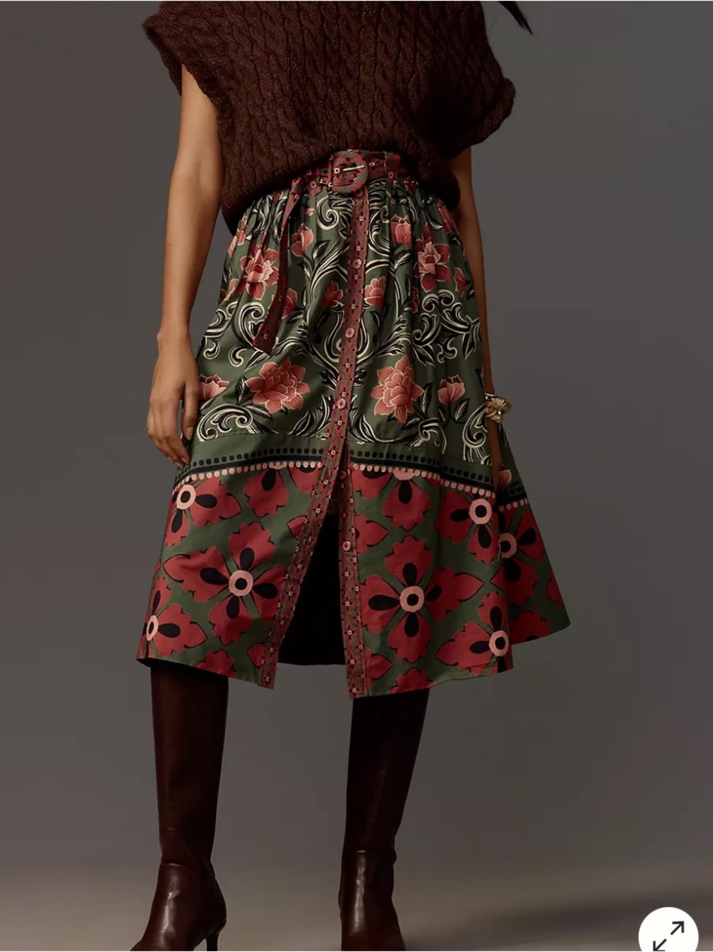 Farm Rio Arabesque Buttons Midi Skirt - Picture 1 of 6